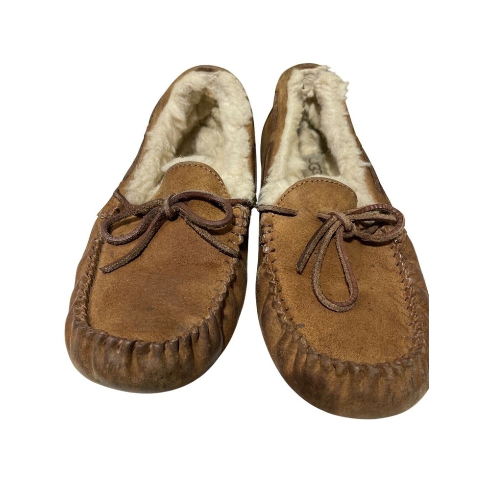 Ugg Womens Sheepskin Suede Moccasin‎ Slippers With Bow 9